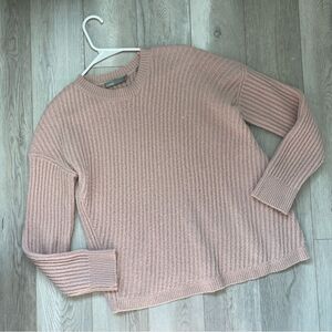 Vince Wool Sweater bias ribbed chunky knit crop womens Pink (xsmall) minimalist